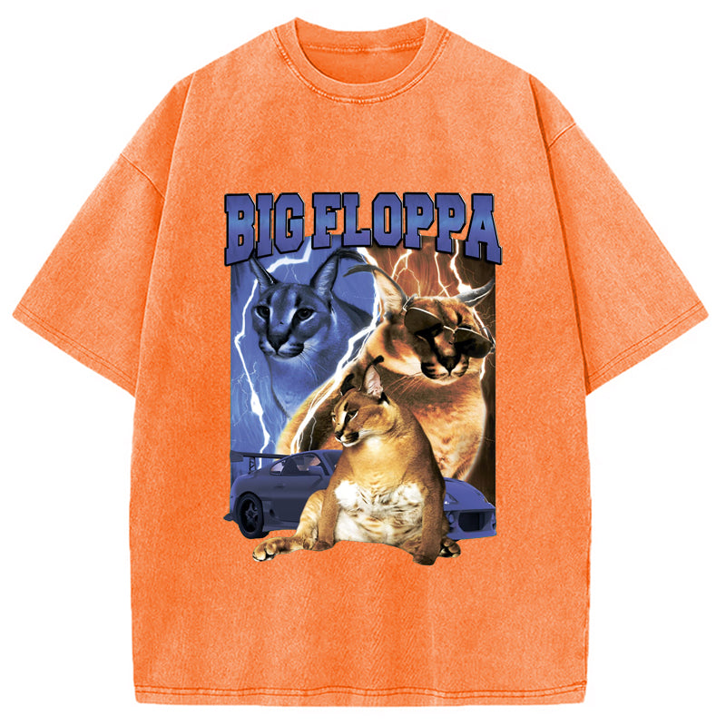 BIG FLOPPA VINTAGE RAP Washed Crew Neck T-Shirt