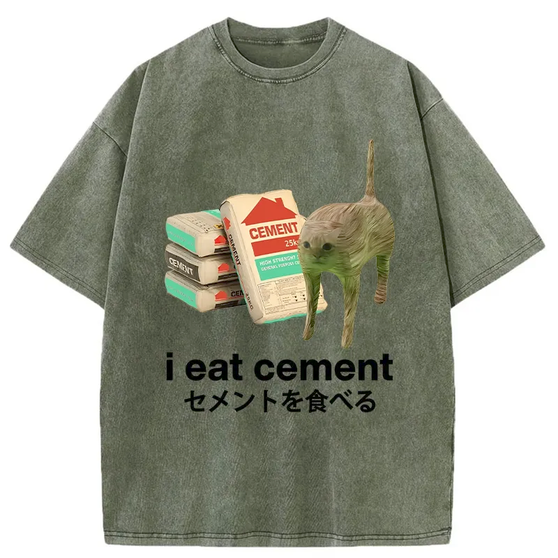 I Eat Cement Washed Crew Neck T-Shirt