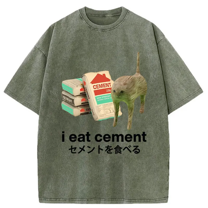 I Eat Cement Washed Crew Neck T-Shirt