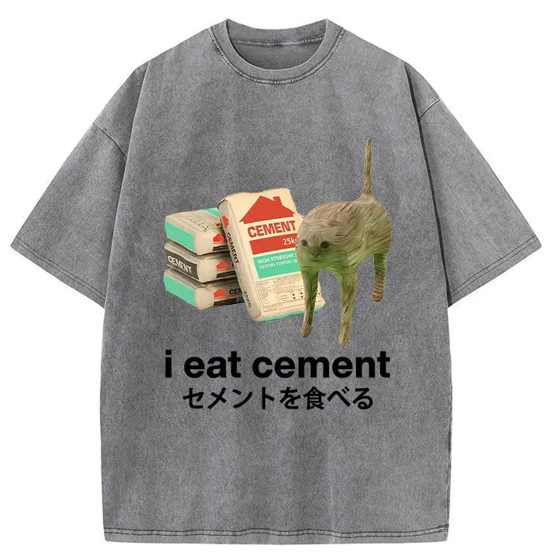 I Eat Cement Washed Crew Neck T-Shirt