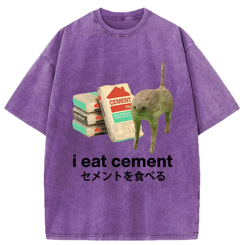 I Eat Cement Washed Crew Neck T-Shirt