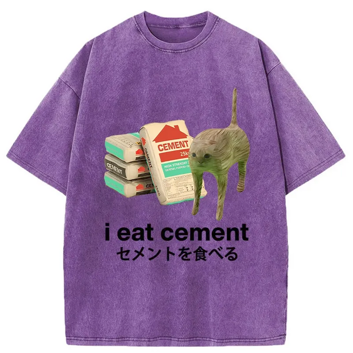 I Eat Cement Washed Crew Neck T-Shirt