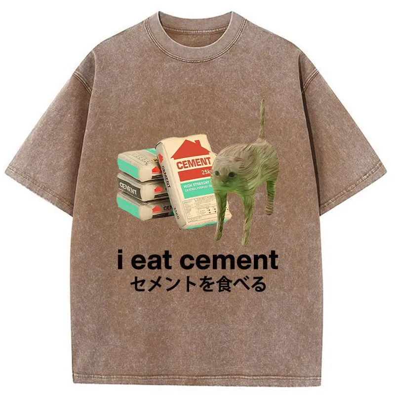 I Eat Cement Washed Crew Neck T-Shirt