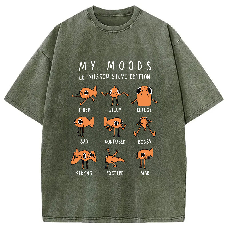 Il Est Orange Poisson Steve Washed Crew Neck T-Shirt