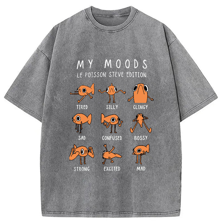 Il Est Orange Poisson Steve Washed Crew Neck T-Shirt