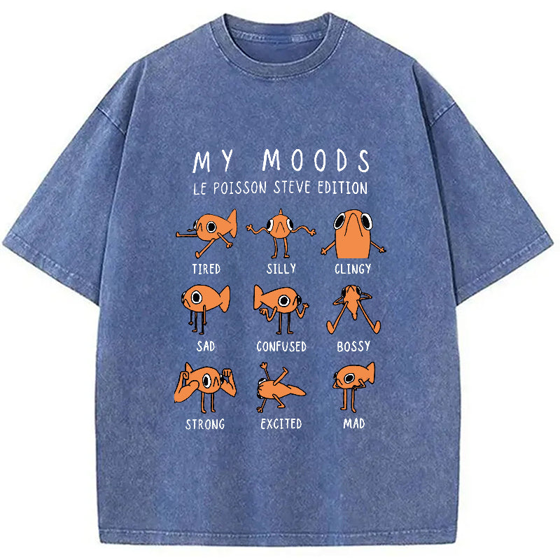 Il Est Orange Poisson Steve Washed Crew Neck T-Shirt