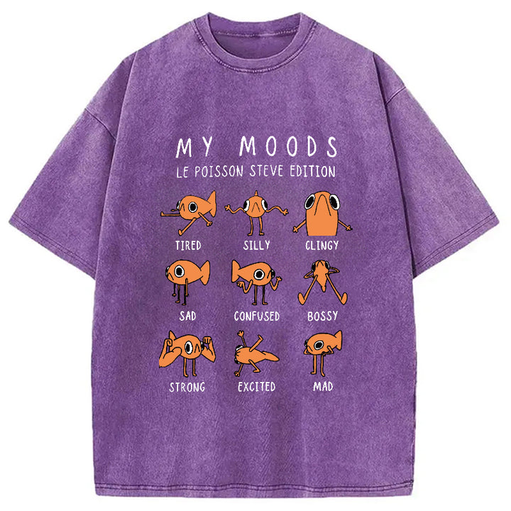Il Est Orange Poisson Steve Washed Crew Neck T-Shirt