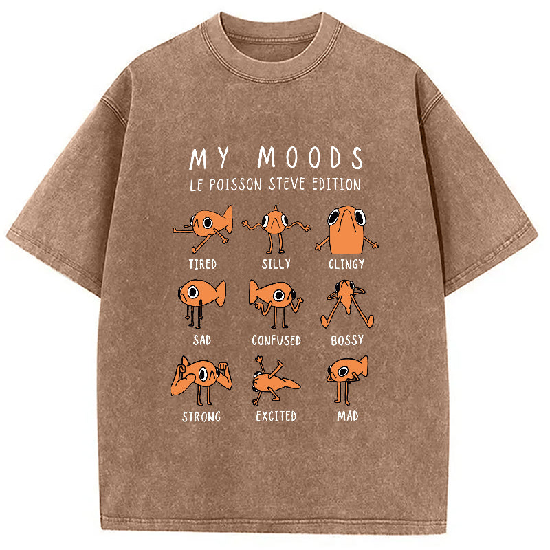 Il Est Orange Poisson Steve Washed Crew Neck T-Shirt