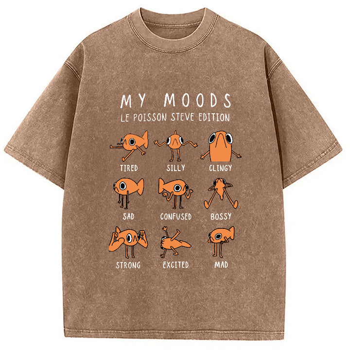Il Est Orange Poisson Steve Washed Crew Neck T-Shirt