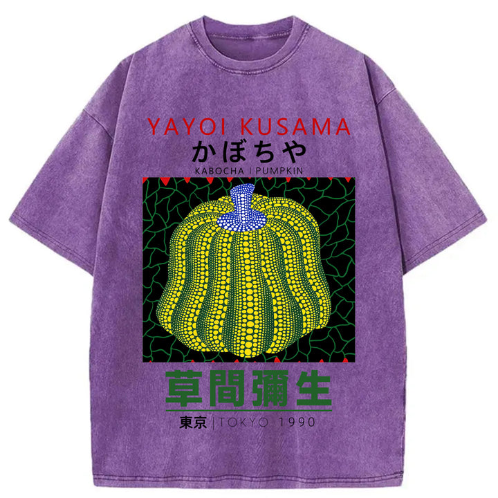 Yayoi Kusama Pumpkin Vintage Washed Crew Neck T-Shirt
