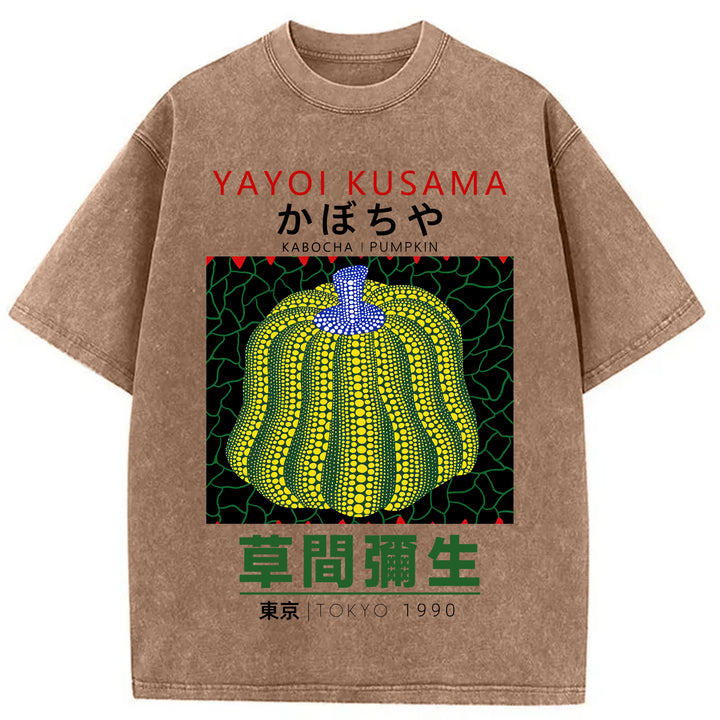 Yayoi Kusama Pumpkin Vintage Washed Crew Neck T-Shirt
