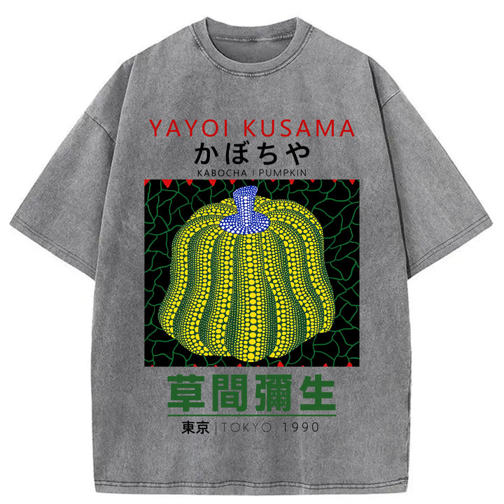 Yayoi Kusama Pumpkin Vintage Washed Crew Neck T-Shirt