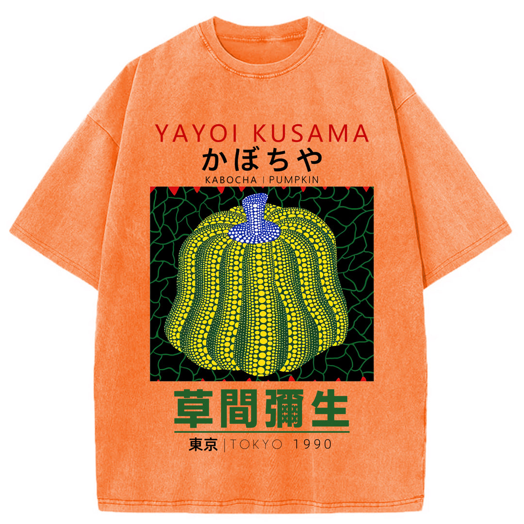 Yayoi Kusama Pumpkin Vintage Washed Crew Neck T-Shirt