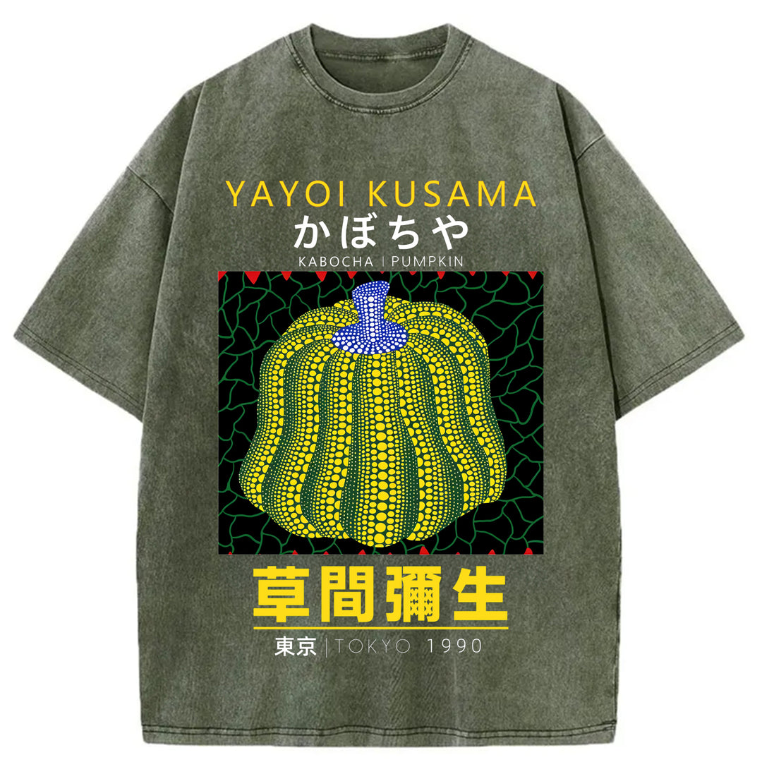 Yayoi Kusama Pumpkin Vintage Washed Crew Neck T-Shirt