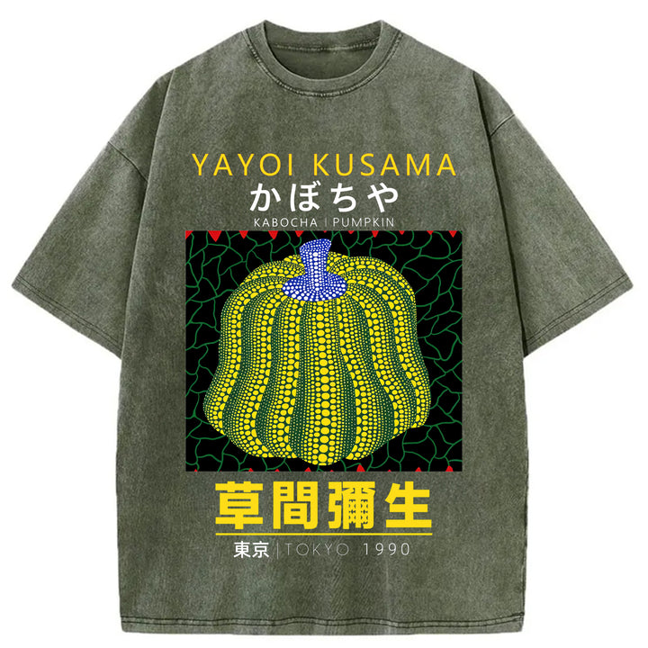 Yayoi Kusama Pumpkin Vintage Washed Crew Neck T-Shirt