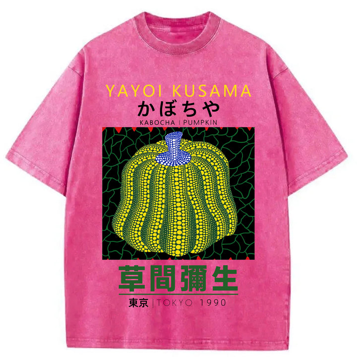Yayoi Kusama Pumpkin Vintage Washed Crew Neck T-Shirt