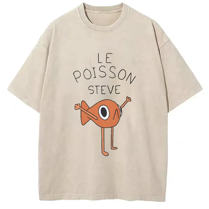 Le Poisson Steve Washed Washed Crew Neck T-Shirt