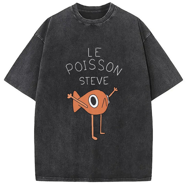 Le Poisson Steve Washed Washed Crew Neck T-Shirt