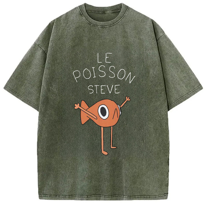 Le Poisson Steve Washed Washed Crew Neck T-Shirt
