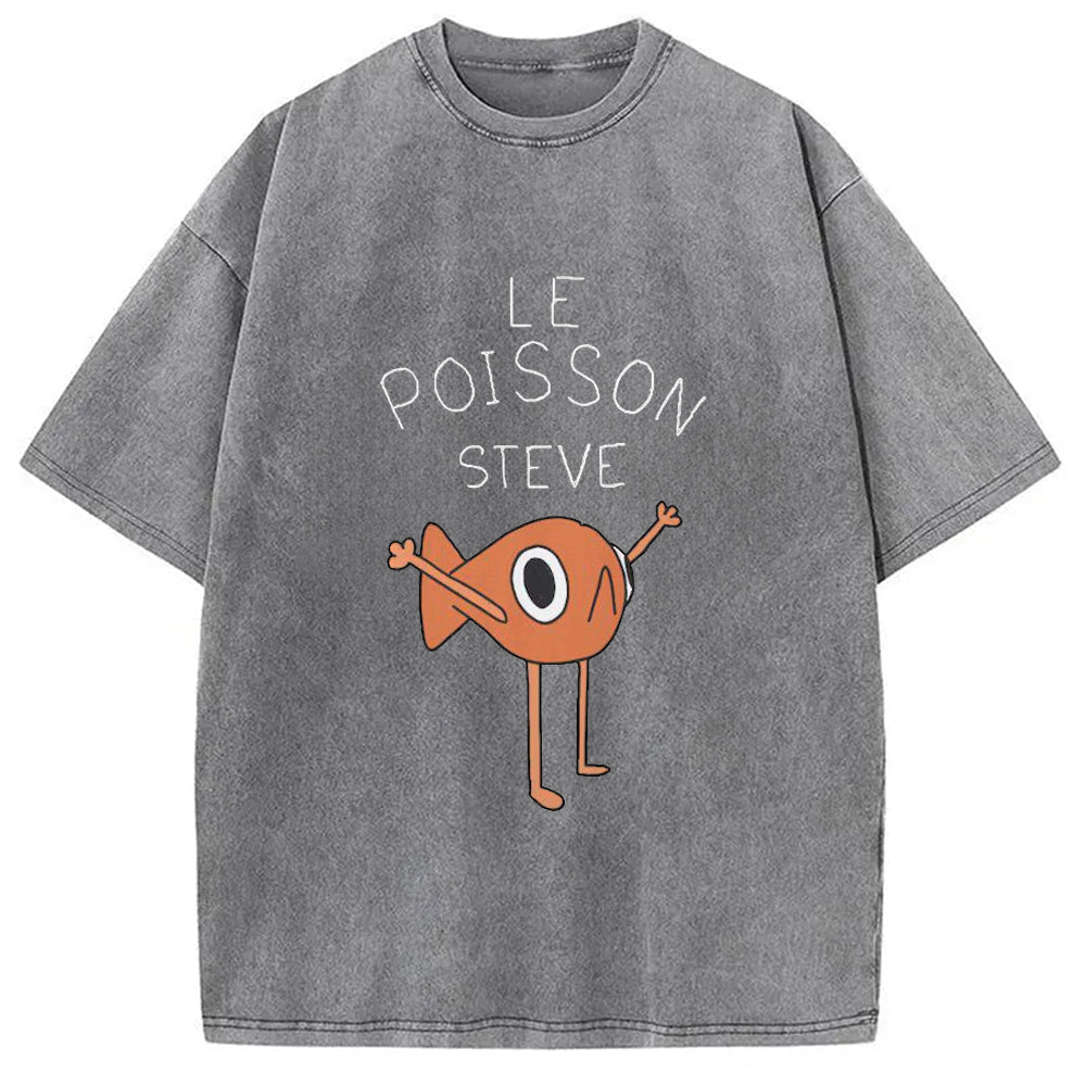 Le Poisson Steve Washed Washed Crew Neck T-Shirt