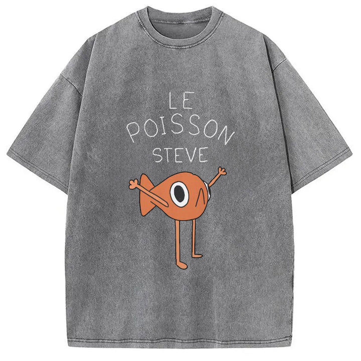 Le Poisson Steve Washed Washed Crew Neck T-Shirt