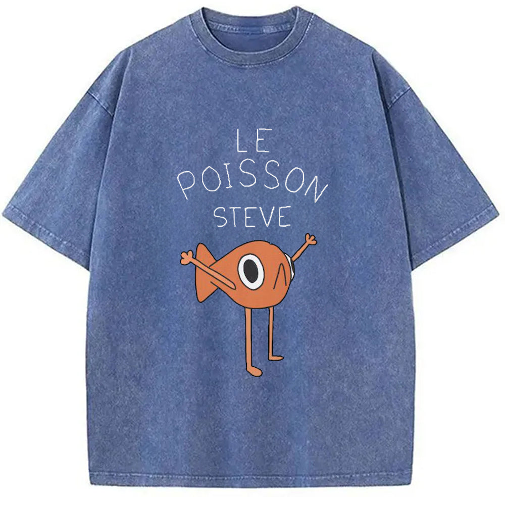 Le Poisson Steve Washed Washed Crew Neck T-Shirt
