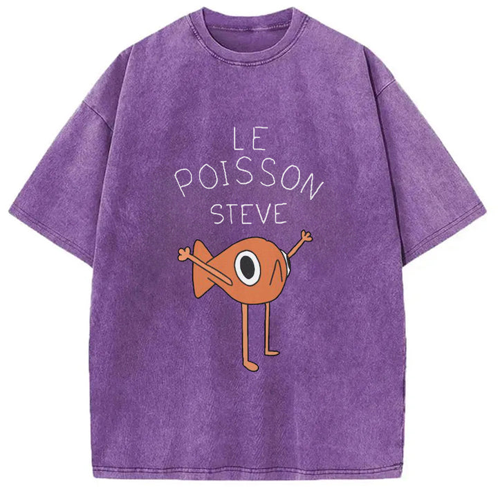 Le Poisson Steve Washed Washed Crew Neck T-Shirt