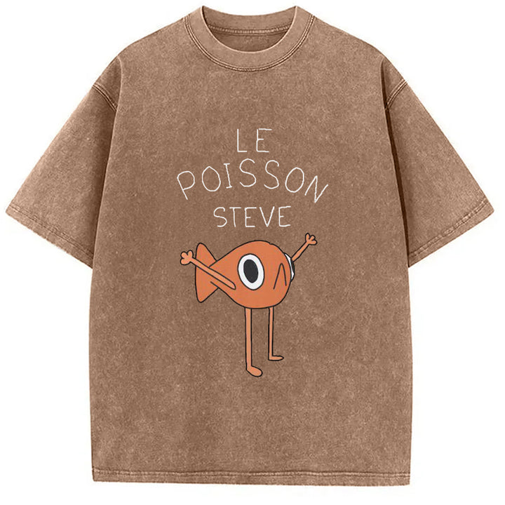 Le Poisson Steve Washed Washed Crew Neck T-Shirt