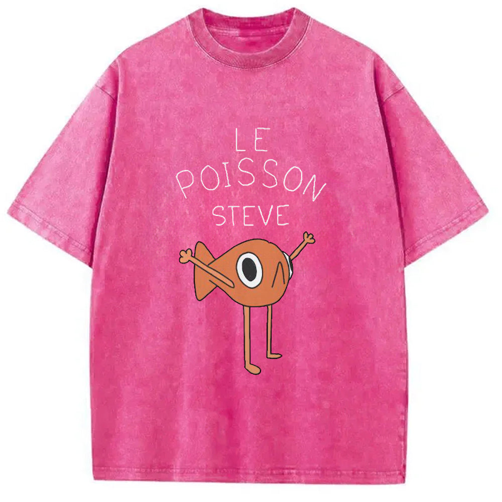Le Poisson Steve Washed Washed Crew Neck T-Shirt