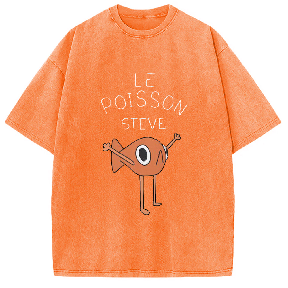 Le Poisson Steve Washed Washed Crew Neck T-Shirt