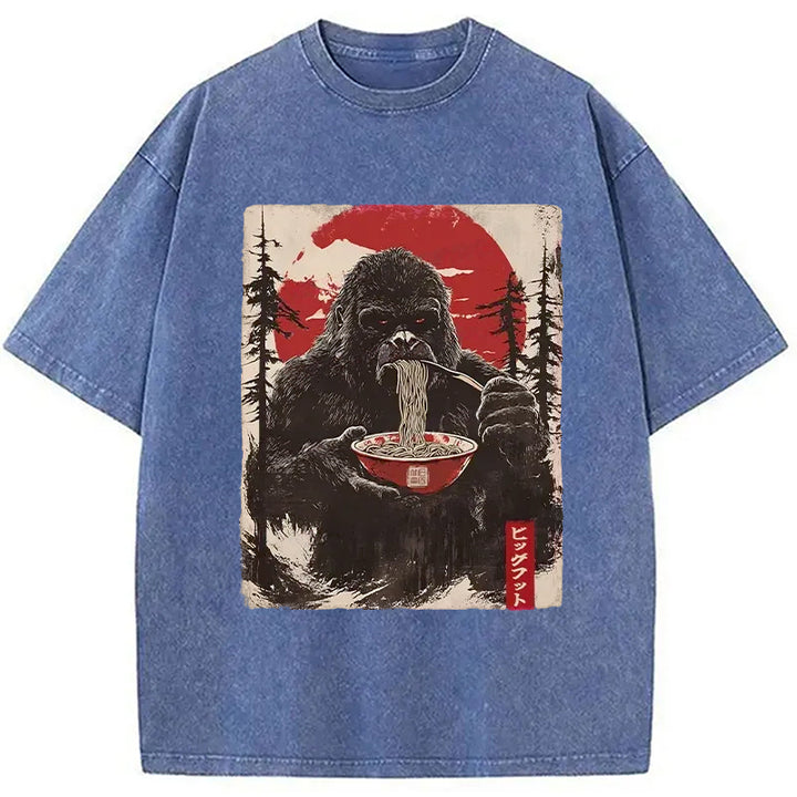 Ramen Lover Bigfoot Washed Crew Neck T-Shirt