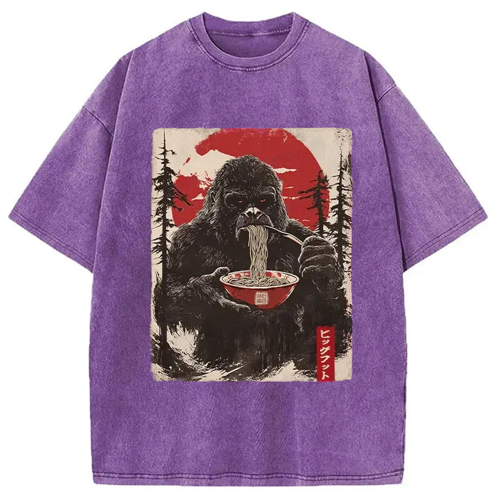 Ramen Lover Bigfoot Washed Crew Neck T-Shirt