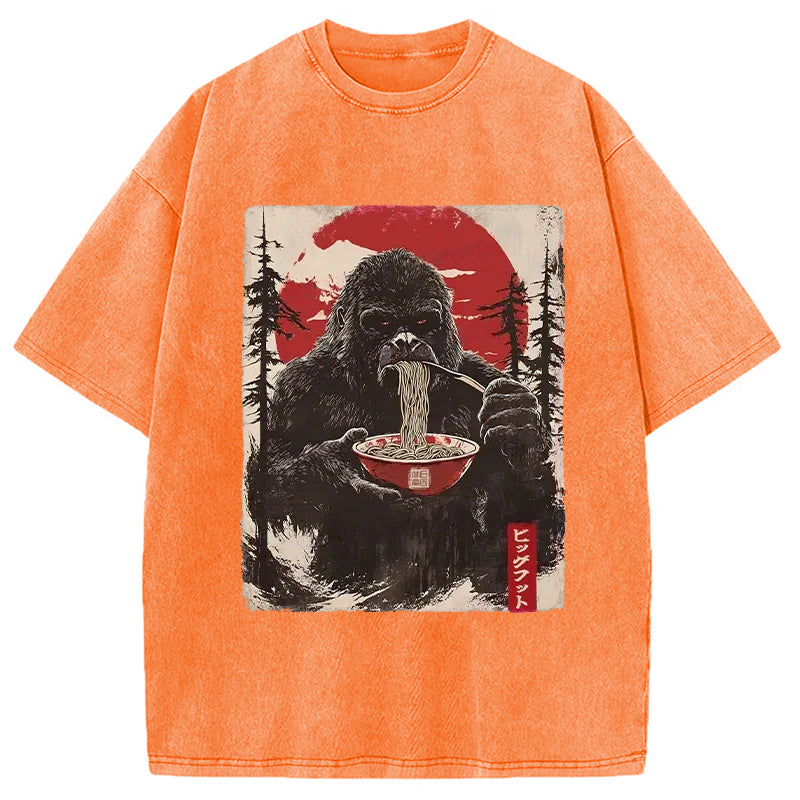 Ramen Lover Bigfoot Washed Crew Neck T-Shirt