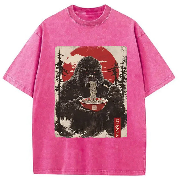 Ramen Lover Bigfoot Washed Crew Neck T-Shirt
