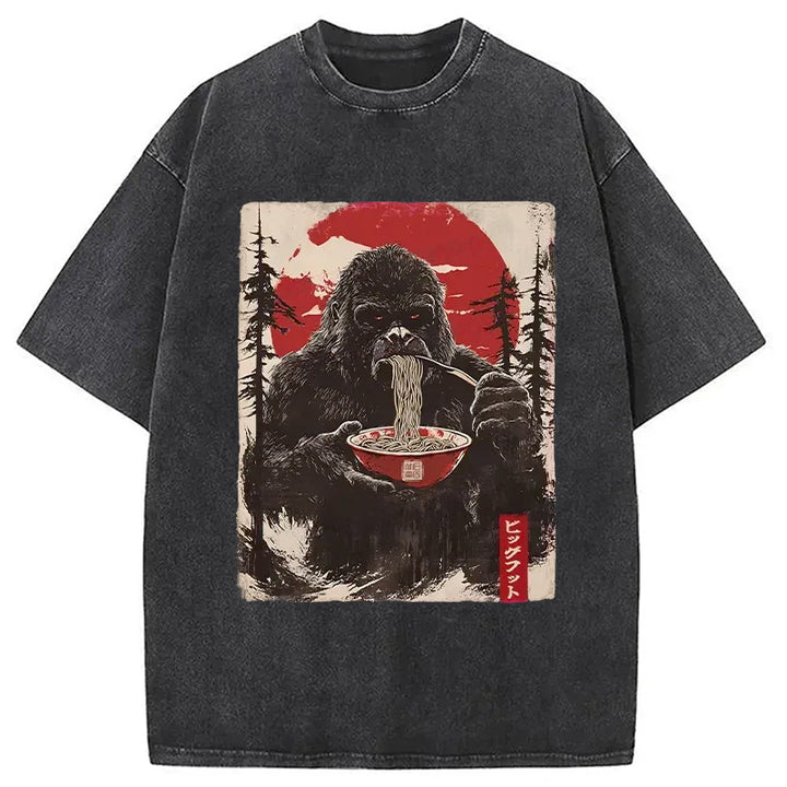 Ramen Lover Bigfoot Washed Crew Neck T-Shirt