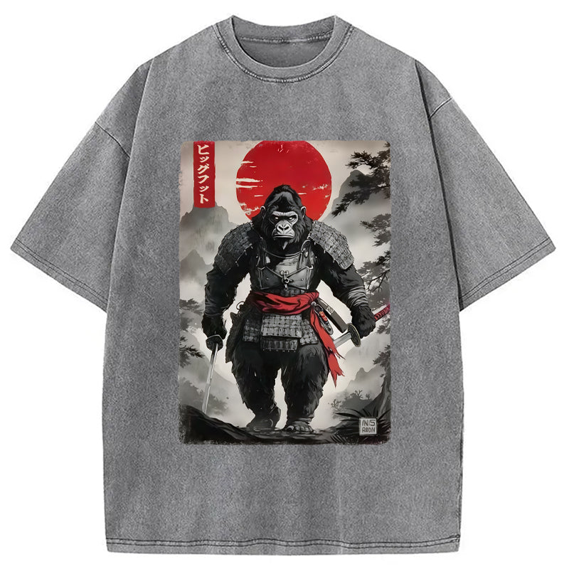 Retro Bigfoot Samurai Washed Crew Neck T-Shirt