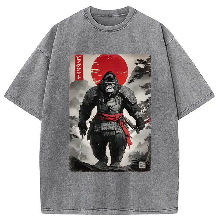 Retro Bigfoot Samurai Washed Crew Neck T-Shirt