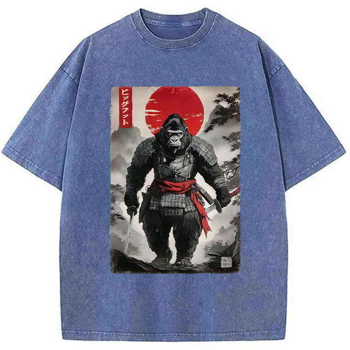 Retro Bigfoot Samurai Washed Crew Neck T-Shirt