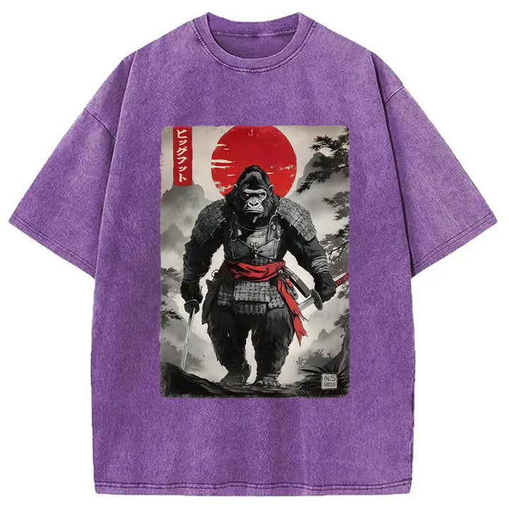Retro Bigfoot Samurai Washed Crew Neck T-Shirt