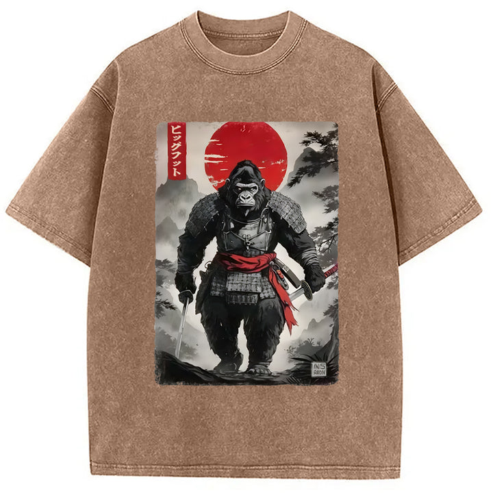 Retro Bigfoot Samurai Washed Crew Neck T-Shirt