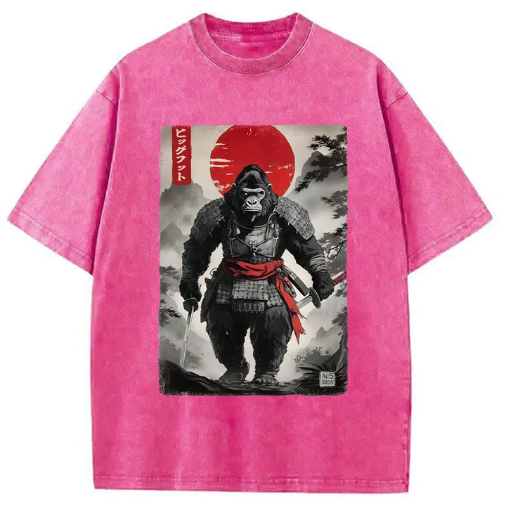 Retro Bigfoot Samurai Washed Crew Neck T-Shirt