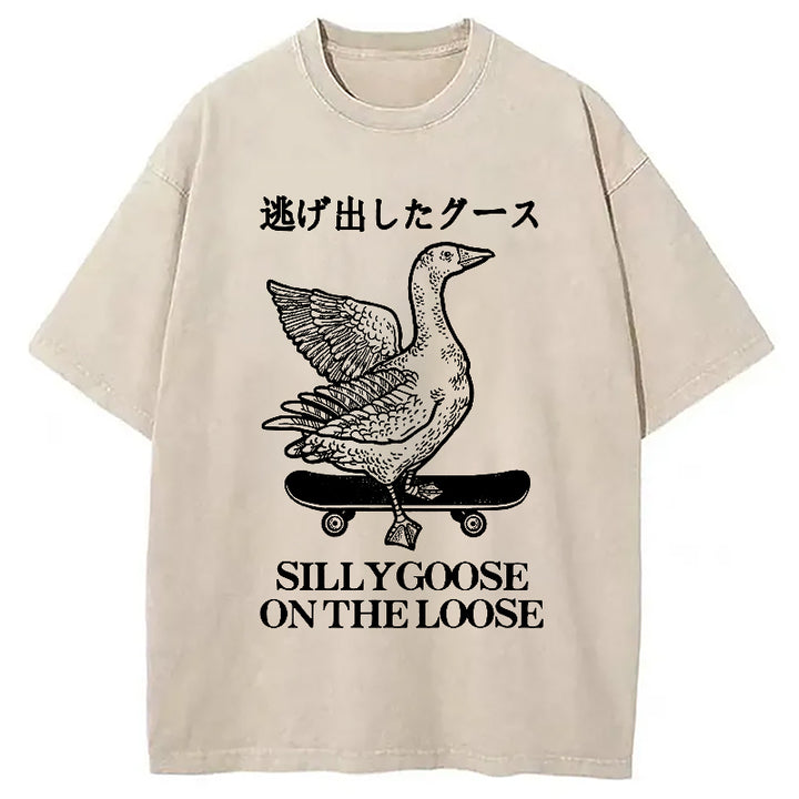 Skateboard Goose Washed Crew Neck T-Shirt
