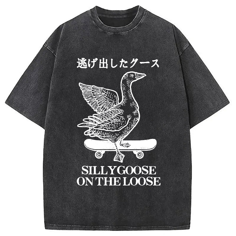 Skateboard Goose Washed Crew Neck T-Shirt