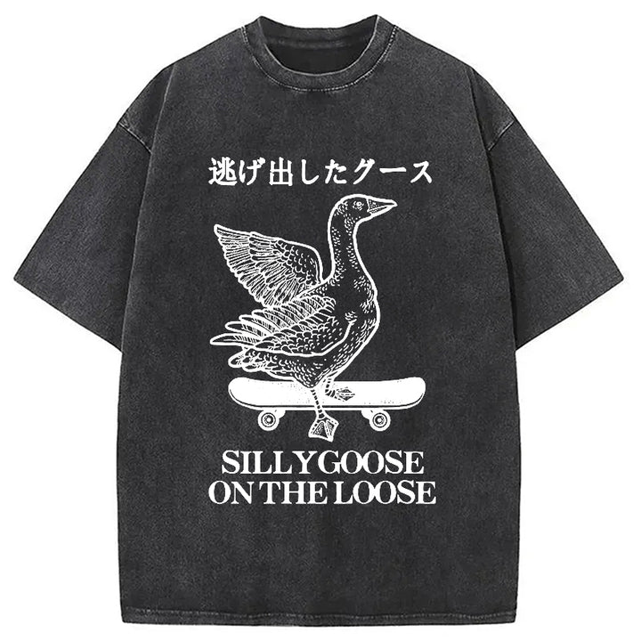 Skateboard Goose Washed Crew Neck T-Shirt