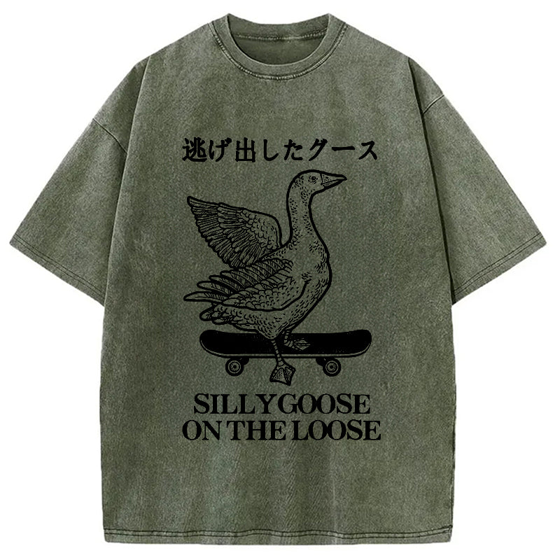 Skateboard Goose Washed Crew Neck T-Shirt