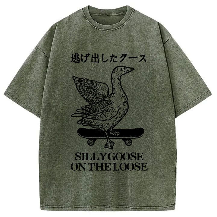 Skateboard Goose Washed Crew Neck T-Shirt