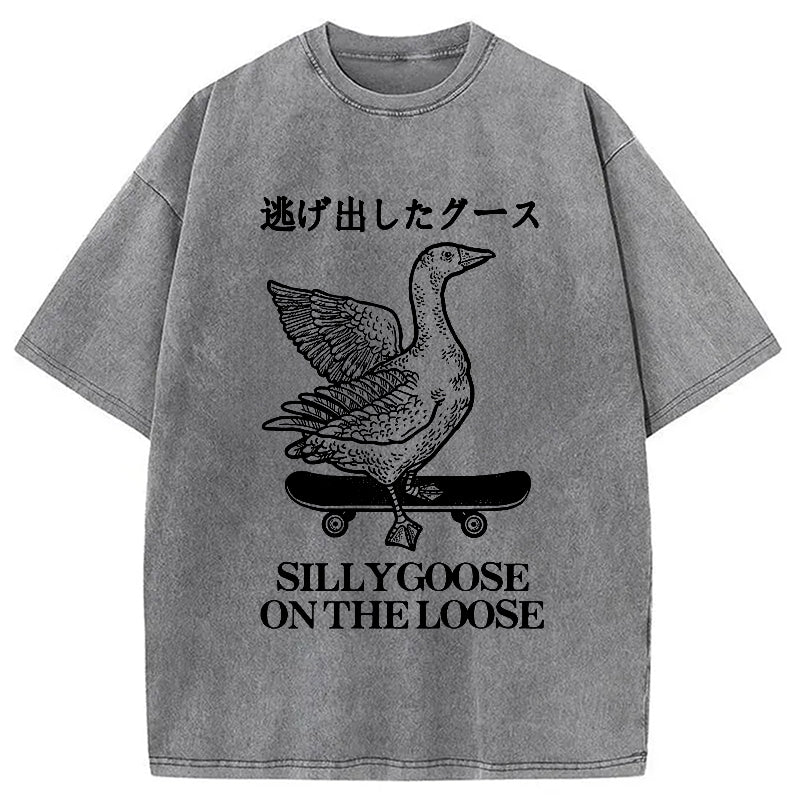 Skateboard Goose Washed Crew Neck T-Shirt