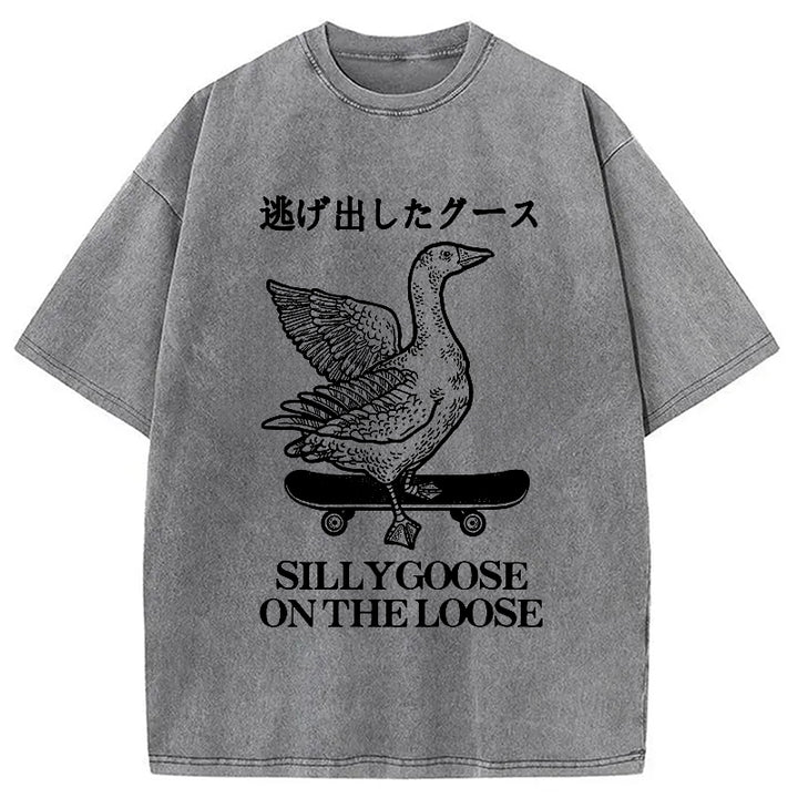Skateboard Goose Washed Crew Neck T-Shirt