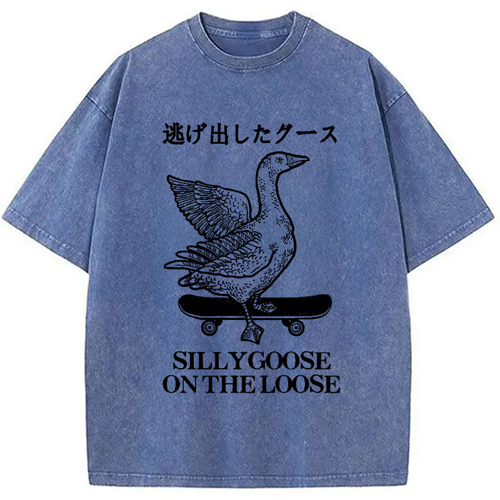 Skateboard Goose Washed Crew Neck T-Shirt