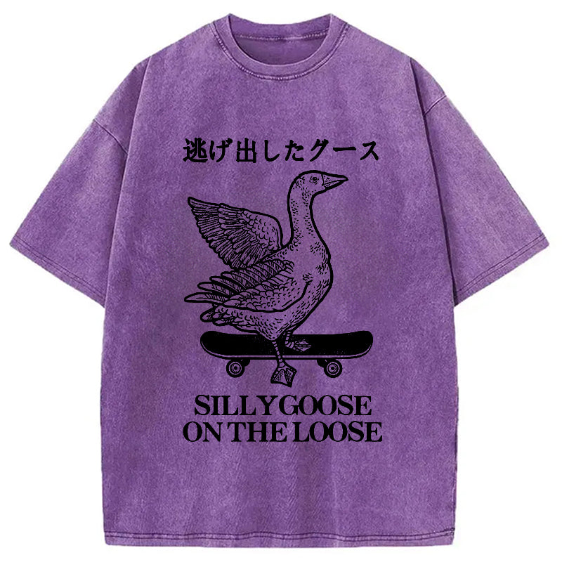 Skateboard Goose Washed Crew Neck T-Shirt